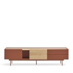 Meuble tv 2 portes, 2 tiroirs en bois l180 cm - rouge brique Meuble tv 2 portes, 2 tiroirs en bois l180 cm - rouge brique