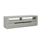 Meuble tv 2 tiroirs effet bois chne laguna / gris conception franaise