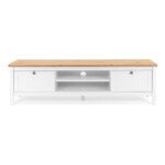 Meuble tv 2 tiroirs l160 cm - d�cor blanc et bois
