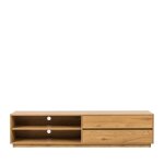 Meuble tv 2 tiroirs, 2 niches en bois l180cm - bois clair Meuble tv 2 tiroirs, 2 niches en bois l180cm - bois clair