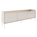 Meuble tv 3 portes, 175 cm, gris cachemire / couleur chne