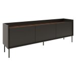 Meuble tv 3 portes, 175 cm, noir / couleur noyer