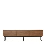 Meuble tv 3 tiroirs en bois et mtal l180cm - bois fonc