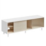 Meuble tv jusqu' 60 verre cannel blanc nuage beige naturel