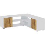 Meuble tv d'angle en agglomr rosa blanc, chne