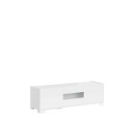 Meuble tv bas 3 portes 130x40x40 effet bois blanc brillant