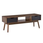 Meuble tv bas sur pieds style scandinave 2 tiroirs aspect noyer Meuble tv bas sur pieds style scandinave 2 tiroirs aspect noyer