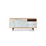 Meuble tv blanc clair 2 tiroirs et 2 portes l 125 cm Meuble tv blanc clair 2 tiroirs et 2 portes l 125 cm