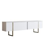 Meuble tv blanc et dor 2 portes 180cm