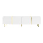 Meuble tv blanc laqu acents dors, 4 portes