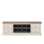 Meuble tv en bois 2 portes vitr�es 4 tiroirs l170