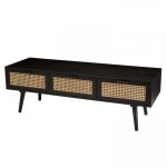 Meuble tv en bois 3 tiroirs cannage noir Meuble tv en bois 3 tiroirs cannage noir