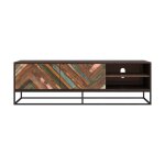 Meuble tv en bois d'acacia et bois recycl 145 cm