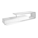 Meuble tv en bois blanc et acier chromé Meuble tv en bois blanc et acier chromé