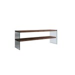 Meuble tv en bois de pin massif et structure en verre 1 tagre marron