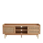 Meuble tv chêne et cannage rotin 160cm Meuble tv chêne et cannage rotin 160cm