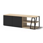 Meuble tv chêne clair et noir h45 Meuble tv chêne clair et noir h45