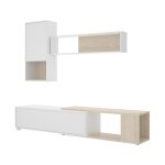 Meuble tv effet bois beige, blanc 138x41 cm