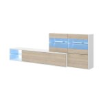 Meuble tv effet bois beige, blanc 206x41 cm Meuble tv effet bois beige, blanc 206x41 cm