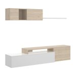 Meuble tv effet bois beige, blanc 208x41 cm