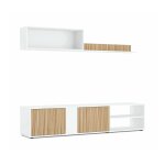 Meuble tv effet bois blanc, beige 180x33 cm Meuble tv effet bois blanc, beige 180x33 cm