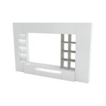 Meuble tv effet bois blanc brillant et ciment 290x40h192 cm