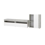 Meuble tv effet bois blanc, ciment 190x42 cm Meuble tv effet bois blanc, ciment 190x42 cm
