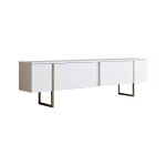 Meuble tv effet bois blanc, or 180x30 cm