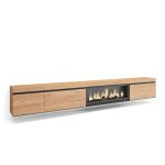 Meuble tv effet bois de chêne 317x35x45cm cheminée effet feu xxl Meuble tv effet bois de chêne 317x35x45cm cheminée effet feu xxl
