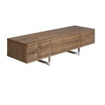 Meuble tv effet bois noyer et acier chrom
