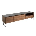Meuble tv en effet bois noyer et verre noir Meuble tv en effet bois noyer et verre noir