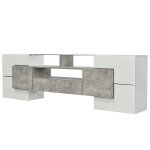 Meuble tv élégant blanc brillant éclairage led surface en verre Meuble tv élégant blanc brillant éclairage led surface en verre