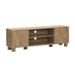 Meuble tv exotique dcor bois de manguier 2 portes 155cm
