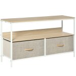 Meuble tv industriel 2 tiroirs tissu gris acier mdf blanc bois clair Meuble tv industriel 2 tiroirs tissu gris acier mdf blanc bois clair