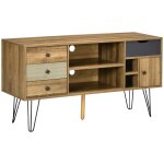 Meuble tv industriel graphique pitement pingle mtal aspect bois