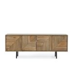 Meuble tv en manguier 4 portes et pieds mtal noir l140