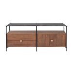 Meuble tv en marbre avec rangement en acacia massif 152 cm Meuble tv en marbre avec rangement en acacia massif 152 cm