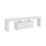 Meuble tv moderne 180 cm 2 portes dcor blanc laqu