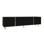 Meuble tv noir laqu 4 portes avec accents dors 170 * 35 * 46cm