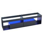 Meuble tv noir laqu verre tremp et clairage led