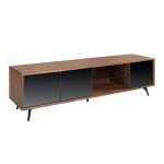 Meuble tv de noyer et verre noir Meuble tv de noyer et verre noir