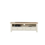 Meuble tv en pin 2 tiroirs et 1 niche blanc Meuble tv en pin 2 tiroirs et 1 niche blanc