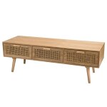 Meuble tv en pin couleur naturelle 3 tiroirs cannage Meuble tv en pin couleur naturelle 3 tiroirs cannage