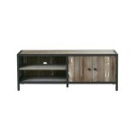 Meuble tv en pin recycl massif et mtal 150 cm