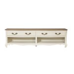 Meuble tv plateau chne 2 tiroirs 2 niches blanc