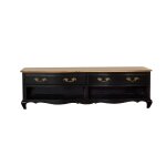 Meuble tv plateau chne 2 tiroirs 2 niches noir