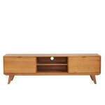 Meuble tv rtro en bois 2 niches 2 portes l180 bronze