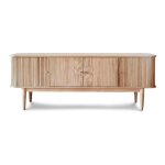 Meuble tv  rideaux en bois beige