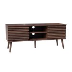 Meuble tv scandinave 2 portes d�cor bois noyer