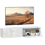Meuble tv suspendu 2 placards � portes blanc